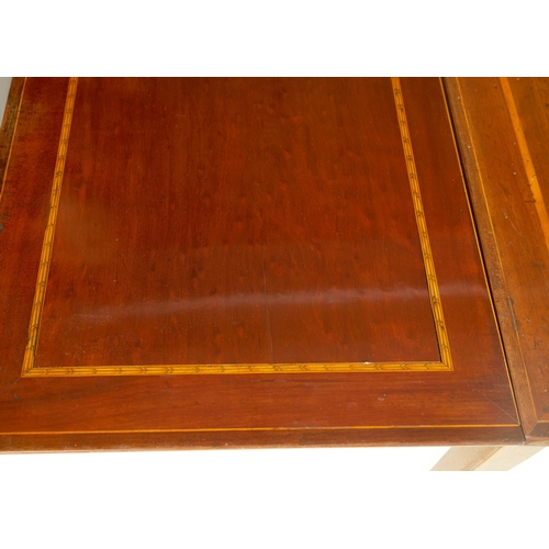 1196 - A GOOD GEORGE III INLAID MAHOGANY COUNTRY HOUSE RENT TABLE IN THE MANNER OF GILLOWS with boxwood inl... 