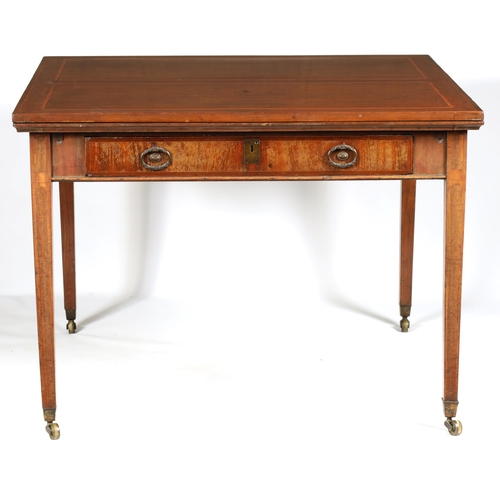 1196 - A GOOD GEORGE III INLAID MAHOGANY COUNTRY HOUSE RENT TABLE IN THE MANNER OF GILLOWS with boxwood inl... 