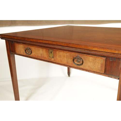 1196 - A GOOD GEORGE III INLAID MAHOGANY COUNTRY HOUSE RENT TABLE IN THE MANNER OF GILLOWS with boxwood inl... 