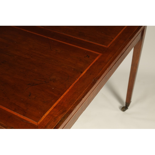 1196 - A GOOD GEORGE III INLAID MAHOGANY COUNTRY HOUSE RENT TABLE IN THE MANNER OF GILLOWS with boxwood inl... 