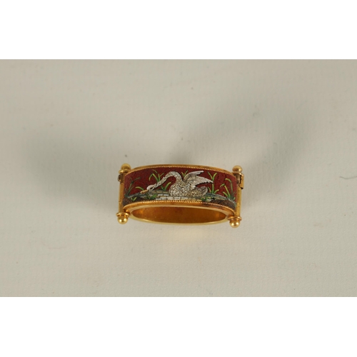 309 - A 19TH CENTURY ITALIAN GRAND TOUR MICRO MOSAIC AND GOLD SCARF CLIP IN THE MANNER OF CASTELLANI of hi... 