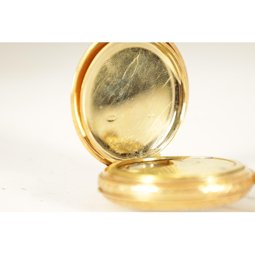 320 - J.W. BENSON, LONDON. A FULLY ENGRAVED 18CT GOLD HALF HUNTER POCKET WATCH the spring loaded cover wit... 