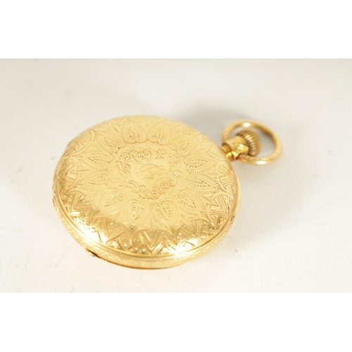 320 - J.W. BENSON, LONDON. A FULLY ENGRAVED 18CT GOLD HALF HUNTER POCKET WATCH the spring loaded cover wit... 