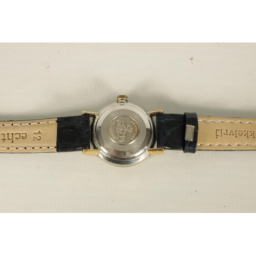 326 - A LADIES SEAMASTER DE VILLE MANUAL WIND WRISTWATCH with silvered dial and applied numerals on a leat... 