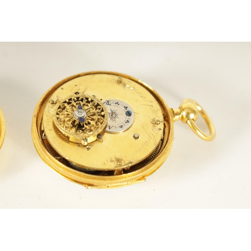 327 - BONNA FRES A GENEVE NO. 2089. A SWISS MULTI DIAL OPEN FACED POCKET WATCH The gold plated case enclos... 