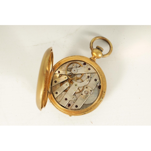 330 - AN EARLY 20TH CENTURY SWISS DUAL DIAL CAPTAINS HUNTER POCKET WATCH the gold plated case with engine-... 