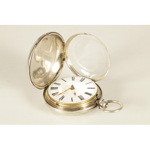 331 - AN EARLY 20TH CENTURY SILVER FULL HUNTER VERGE MOVEMENT POCKET WATCH with enamel dial having Roman n... 