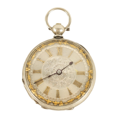 337 - A LATE 19TH CENTURY SILVER CASED FOB WATCH IN PIG SKIN CARRYING CASE the engraved open-faced case wi... 