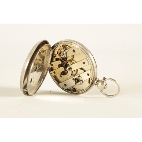 337 - A LATE 19TH CENTURY SILVER CASED FOB WATCH IN PIG SKIN CARRYING CASE the engraved open-faced case wi... 