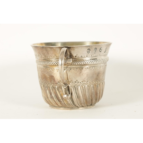 355 - A WILLIAM AND MARY BRITTANIA STANDARD SILVER PORRINGER BY JOHN CORY, LONDON with scrolled dated cart... 