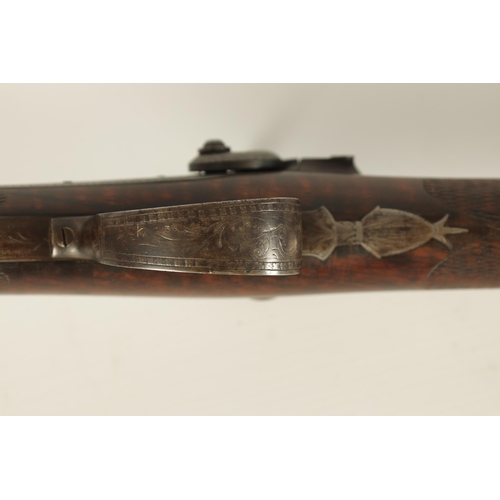 373 - AN EARLY 19TH CENTURY 13 BORE SINGLE BARREL PERCUSSION SHOTGUN BY PATRIC, LIVERPOOL with twist brown... 