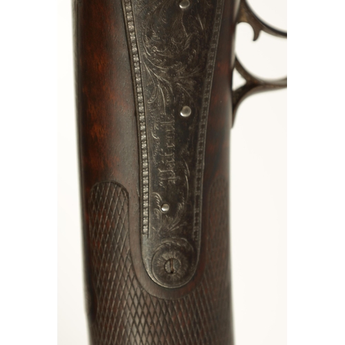 373 - AN EARLY 19TH CENTURY 13 BORE SINGLE BARREL PERCUSSION SHOTGUN BY PATRIC, LIVERPOOL with twist brown... 