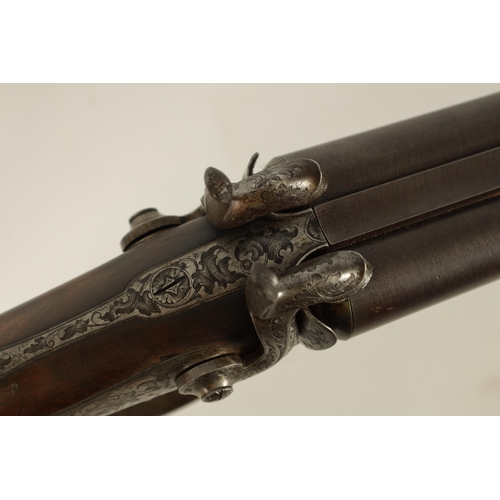 376 - FRANCIS MARQUIS, PARIS. A MID 19TH CENTURY FRENCH DOUBLE BARREL PIN FIRE SHOTGUN with twist browned ... 