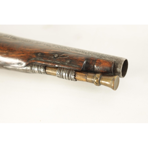 377 - LAZARINO. A LATE 18TH CENTURY ITALIAN FLINTLOCK PISTOL the three-stage steel barrel signed to the to... 