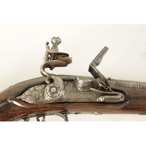 377 - LAZARINO. A LATE 18TH CENTURY ITALIAN FLINTLOCK PISTOL the three-stage steel barrel signed to the to... 