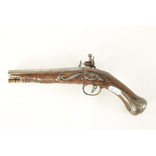 377 - LAZARINO. A LATE 18TH CENTURY ITALIAN FLINTLOCK PISTOL the three-stage steel barrel signed to the to... 