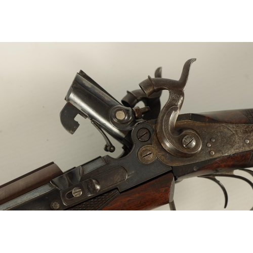 382 - GILBY PATENT, A RARE 19TH CENTURY DOUBLE PERCUSSION BREACH LOADING RIFLE having twist browned barrel... 