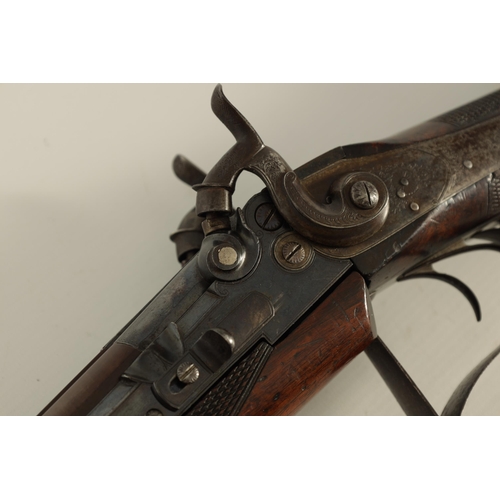 382 - GILBY PATENT, A RARE 19TH CENTURY DOUBLE PERCUSSION BREACH LOADING RIFLE having twist browned barrel... 