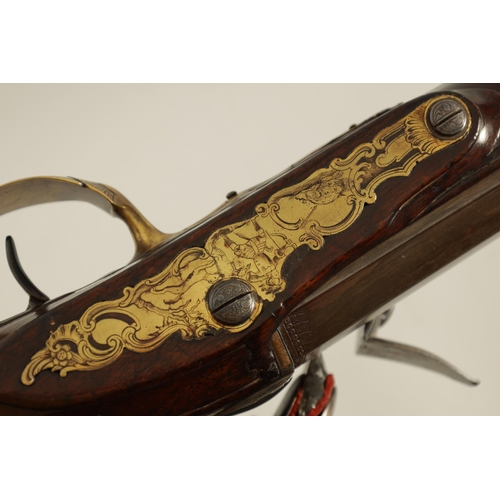 393 - AN EARLY 18TH CENTURY FRENCH 13 BORE FLINTLOCK SPORTING GUN SIGNED THIOSSIERE FRERES with 50