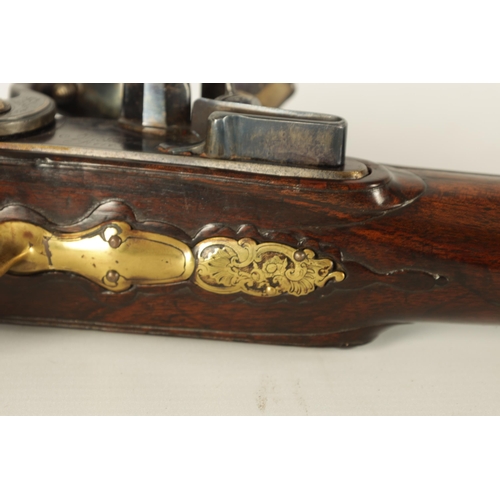 393 - AN EARLY 18TH CENTURY FRENCH 13 BORE FLINTLOCK SPORTING GUN SIGNED THIOSSIERE FRERES with 50