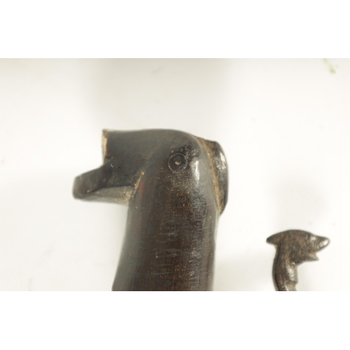 394 - AN 18TH CENTURY SRI LANKAN RHINOCEROS HORN HANDLED KASTANE SWORD the handle formed as a primitively ... 