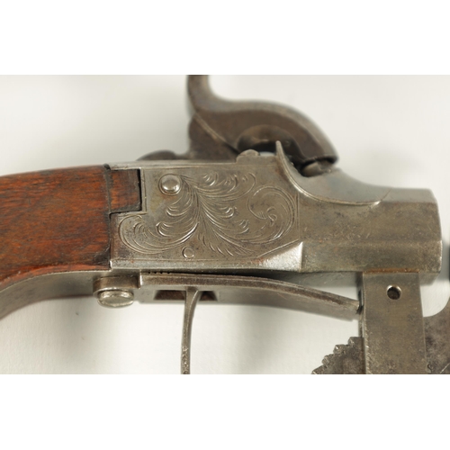 396 - A MID 19TH CENTURY PERCUSSION POWDER-TESTER of box-lock pistol form, with scroll engraved action, to... 