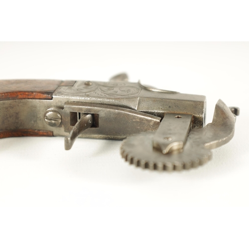 396 - A MID 19TH CENTURY PERCUSSION POWDER-TESTER of box-lock pistol form, with scroll engraved action, to... 