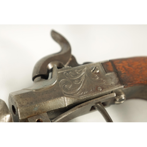 396 - A MID 19TH CENTURY PERCUSSION POWDER-TESTER of box-lock pistol form, with scroll engraved action, to... 