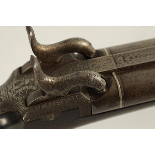 399 - RIVIéRE PATENT. AN EARLY 19TH CENTURY 16 BORE SIDE BY SIDE DOUBLE BARREL PERCUSSION SHOTGUN the brow... 