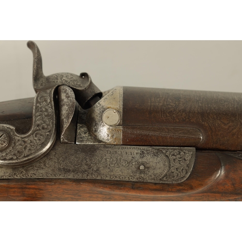 403 - JEFFERSON, SCARBOROUGH. A 19TH CENTURY EIGHT BORE DOUBLE BARREL PERCUSSION FOWLING GUN with browned ... 