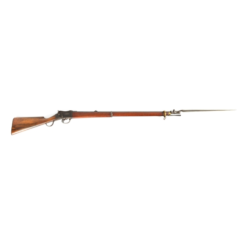 405 - A MID 19TH CENTURY MANTON & CO. 577-450 SMOOTH BORE MARTINI ACTION RIFLE with smooth bored barrel pr... 