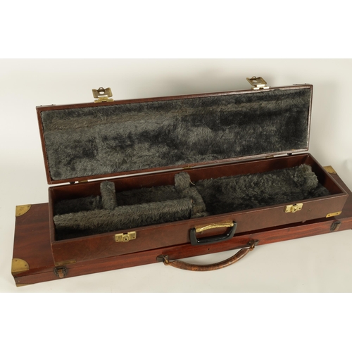 415 - AN EARLY 20TH CENTURY BRASS MOUNTED MAHOGANY GUN CASE with fitted interior, together with A SHOTGUN ... 