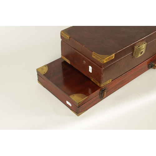 415 - AN EARLY 20TH CENTURY BRASS MOUNTED MAHOGANY GUN CASE with fitted interior, together with A SHOTGUN ... 