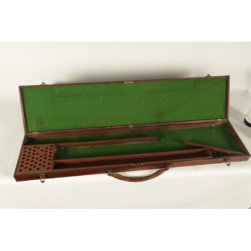 415 - AN EARLY 20TH CENTURY BRASS MOUNTED MAHOGANY GUN CASE with fitted interior, together with A SHOTGUN ... 