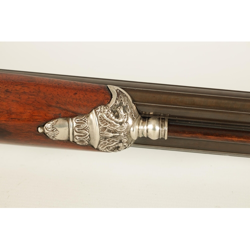 416 - A FINE EARLY 19TH CENTURY PRESENTATION TYPE SILVER MOUNTED DOUBLE BARREL FLINTLOCK SHOTGUN BY LEPAGE... 