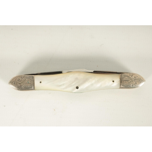 417 - AN EXHIBITION QUALITY MULTI BLADE MOTHER OF PEARL AND ENGRAVED STEEL PENKNIFE BY RODGERS fitted four... 