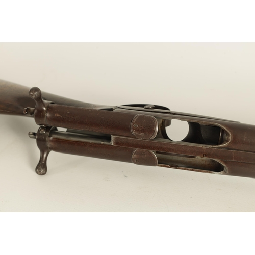 419 - A BAKERS PATENT DOUBLE BARREL BOLT ACTION SHOTGUN with browned barrels signed to the rib, foliate en... 