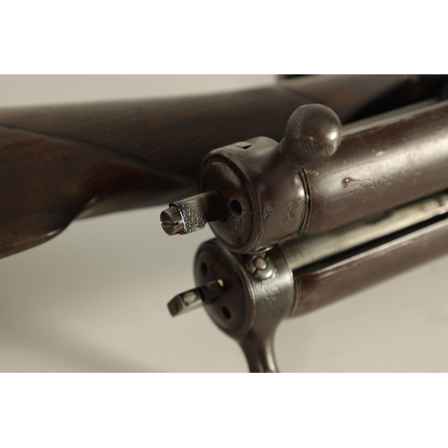 419 - A BAKERS PATENT DOUBLE BARREL BOLT ACTION SHOTGUN with browned barrels signed to the rib, foliate en... 