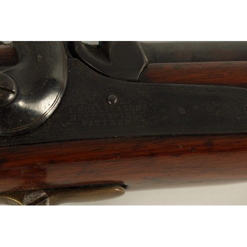 422 - A RARE EIGHT BORE ISAAC HOLLIS, TWO BAND ENFIELD MILITARY GUN with leaf-sighted barrel signed at the... 