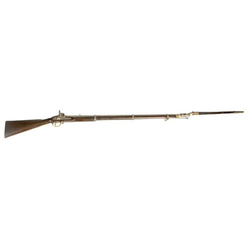 424 - A MID 19TH CENTURY ENFIELD 1859 PATTERN THREE BAND PERCUSSION MUSKET fitted a full stock with flat s... 