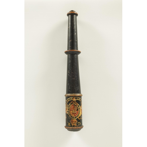 425 - A GEORGE III EBONISED MILITARY OFFICER'S TRUNCHEON DATED 1812 bearing the Royal Coat of Arms for Geo... 