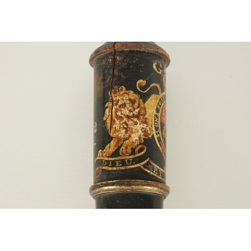 425 - A GEORGE III EBONISED MILITARY OFFICER'S TRUNCHEON DATED 1812 bearing the Royal Coat of Arms for Geo... 