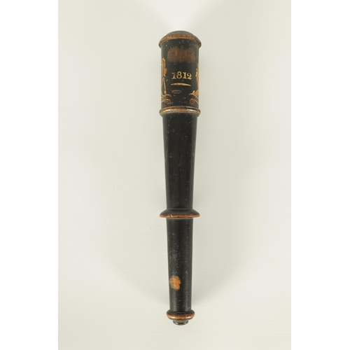 425 - A GEORGE III EBONISED MILITARY OFFICER'S TRUNCHEON DATED 1812 bearing the Royal Coat of Arms for Geo... 