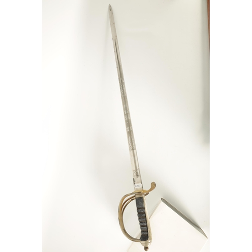 429 - A GEORGE V BRITISH 1822 PATTERN OFFICERS SWORD having a wire bound shagreen grip and an etched steel... 