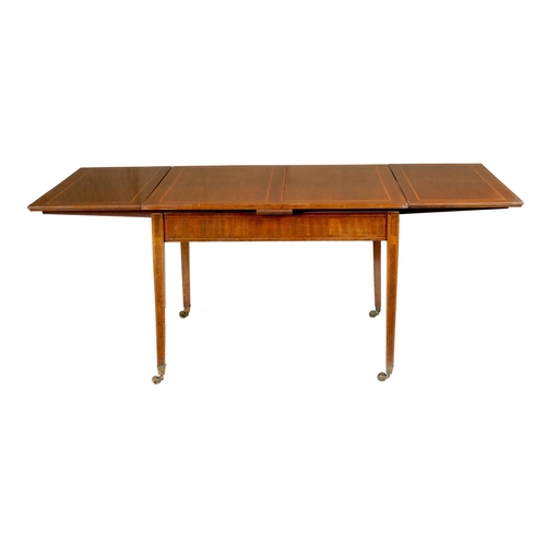 1196 - A GOOD GEORGE III INLAID MAHOGANY COUNTRY HOUSE RENT TABLE IN THE MANNER OF GILLOWS with boxwood inl... 