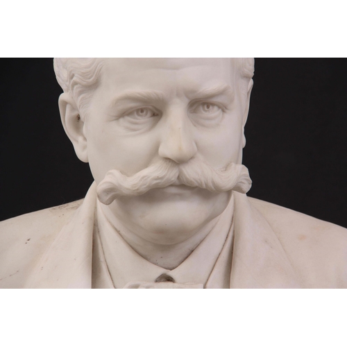 765 - AFTER ROBERT CAUER (1863-1947) A LATE 19TH CENTURY CARVED MARBLE BUST OF A GENTLEMAN signed Robert C... 