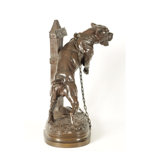 776 - PROSPER LECOURTIER (1855 - 1924) A LATE 19TH CENTURY BULL MASTIFF DOG BRONZE SCULPTURE Prenez Garde ... 