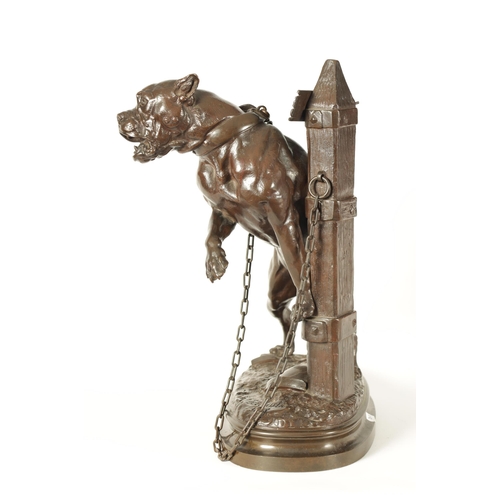 776 - PROSPER LECOURTIER (1855 - 1924) A LATE 19TH CENTURY BULL MASTIFF DOG BRONZE SCULPTURE Prenez Garde ... 