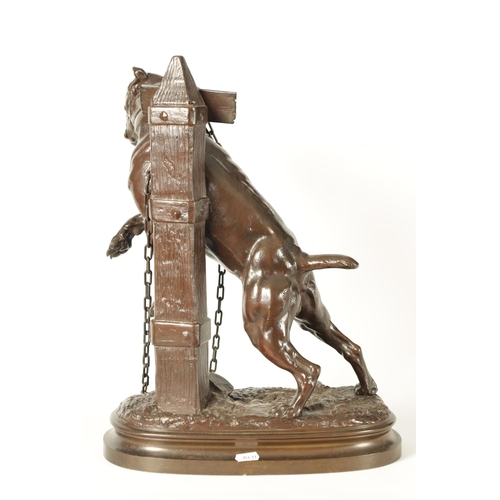 776 - PROSPER LECOURTIER (1855 - 1924) A LATE 19TH CENTURY BULL MASTIFF DOG BRONZE SCULPTURE Prenez Garde ... 