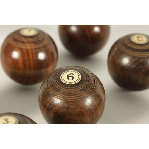 778 - FIFTEEN EARLY 20TH CENTURY JAQUES OF LONDON MINIATURE LIGNUM VITAE INDOOR CARPET BOWLS all with ivor... 